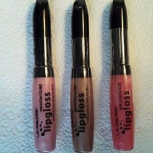 L.A. Colors Moisturizing Lip Gloss Set of 3 Colors, Pink Pearl- Topaz- Sweet